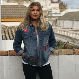 jeans with glitter patches